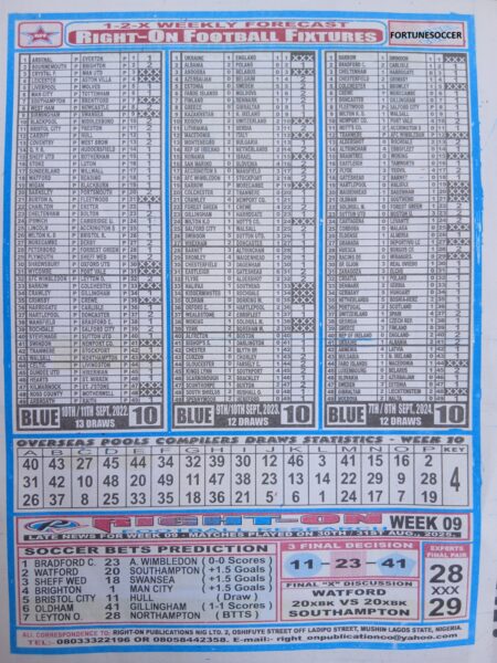 week 10 right on fixtures 2025 back page