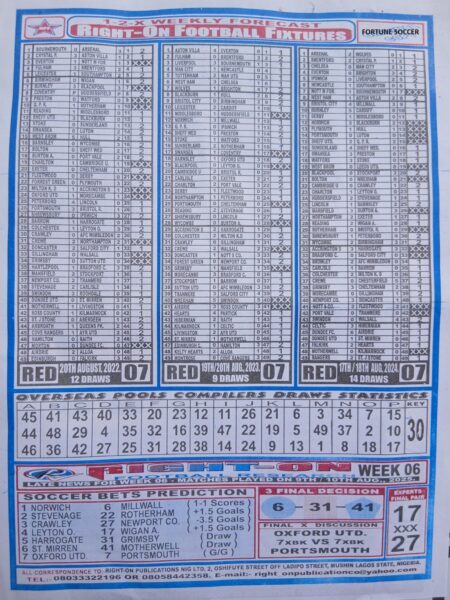 week 7 right on fixtures 2025 back page