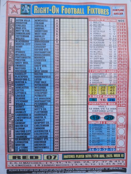 week 7 right on fixtures 2025 front page