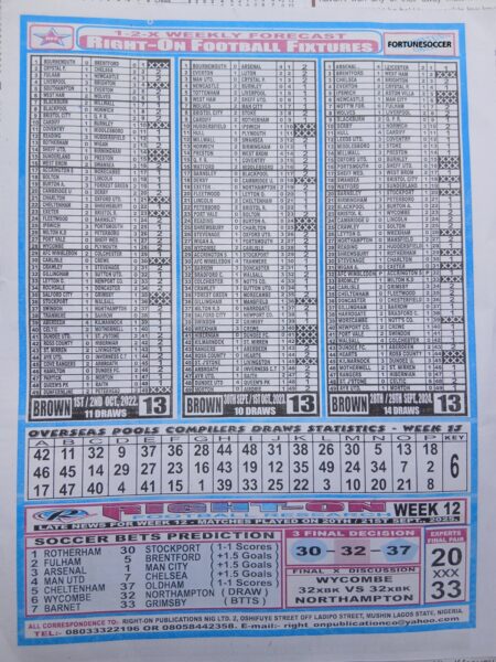 week 13 right on fixtures 2025 back page