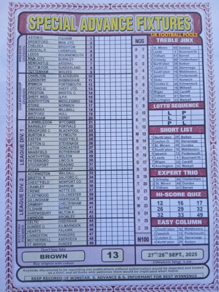week 13 special advance fixtures 2025