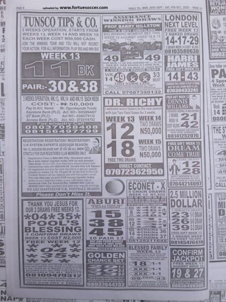 week 14 pools telegraph 2025 page 12