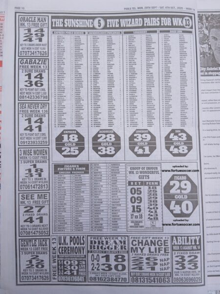 week 14 pools telegraph 2025 page 14