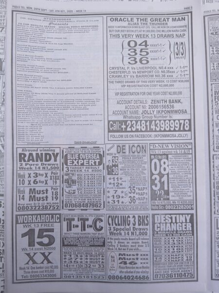 week 14 pools telegraph 2025 page 5