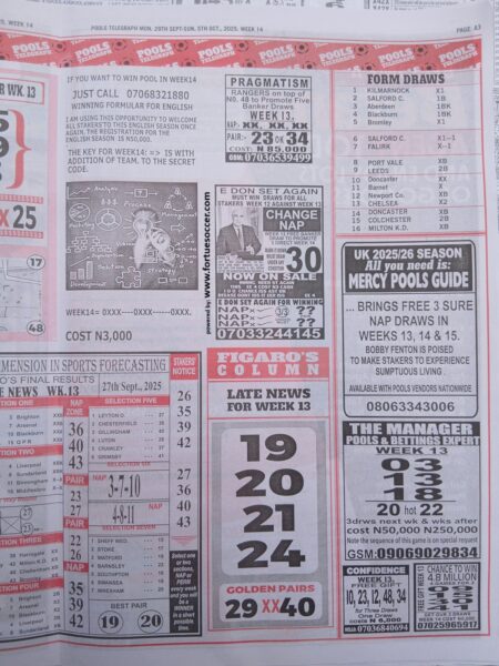 week 14 pools telegraph 2025 page 9