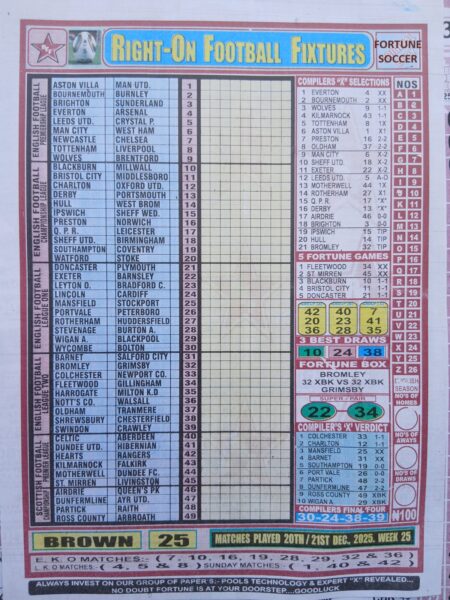 week 25 right on fixtures 2025 front page